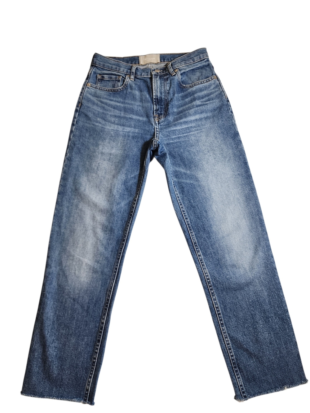 Everlane The Cheeky Jean Crop Raw Hem Medium Wash Straight Leg Jeans Women’s 25